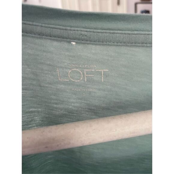 Loft light turquoise ruffled long sleeve top S - Picture 4 of 4